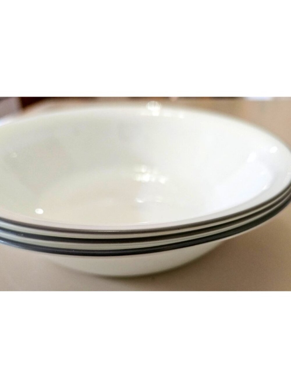3 Corelle   Bowl 7" Soup Salad grey rim farmhouse cottage core - Picture 5 of 6